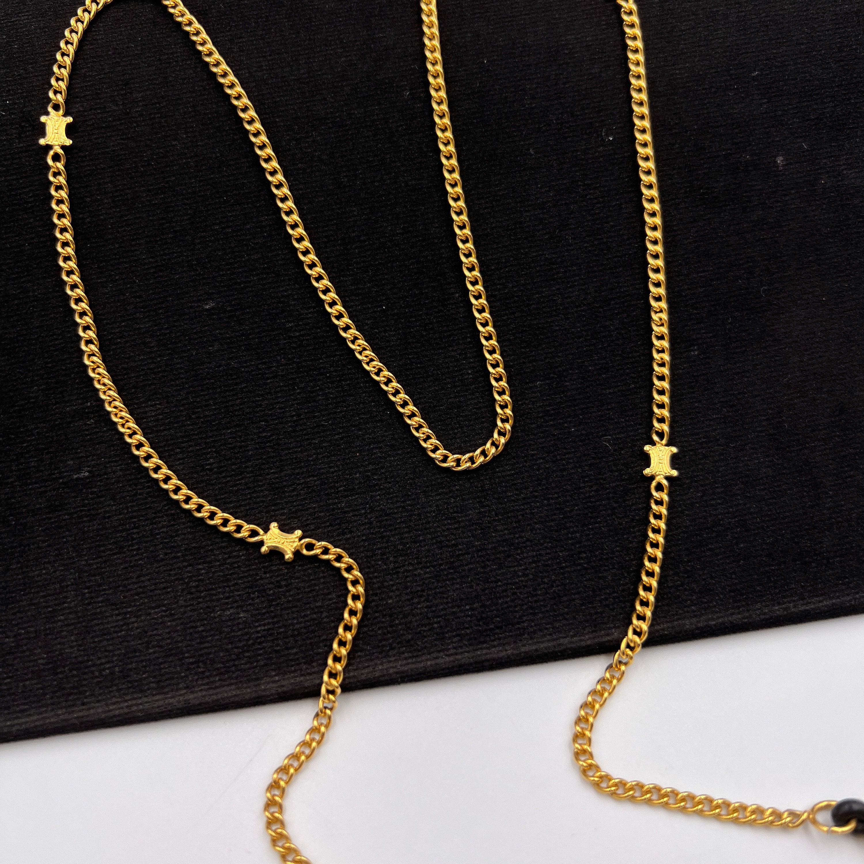 CELINE Vintage Triomphe Logo Charm Glasses Chain - Etsy