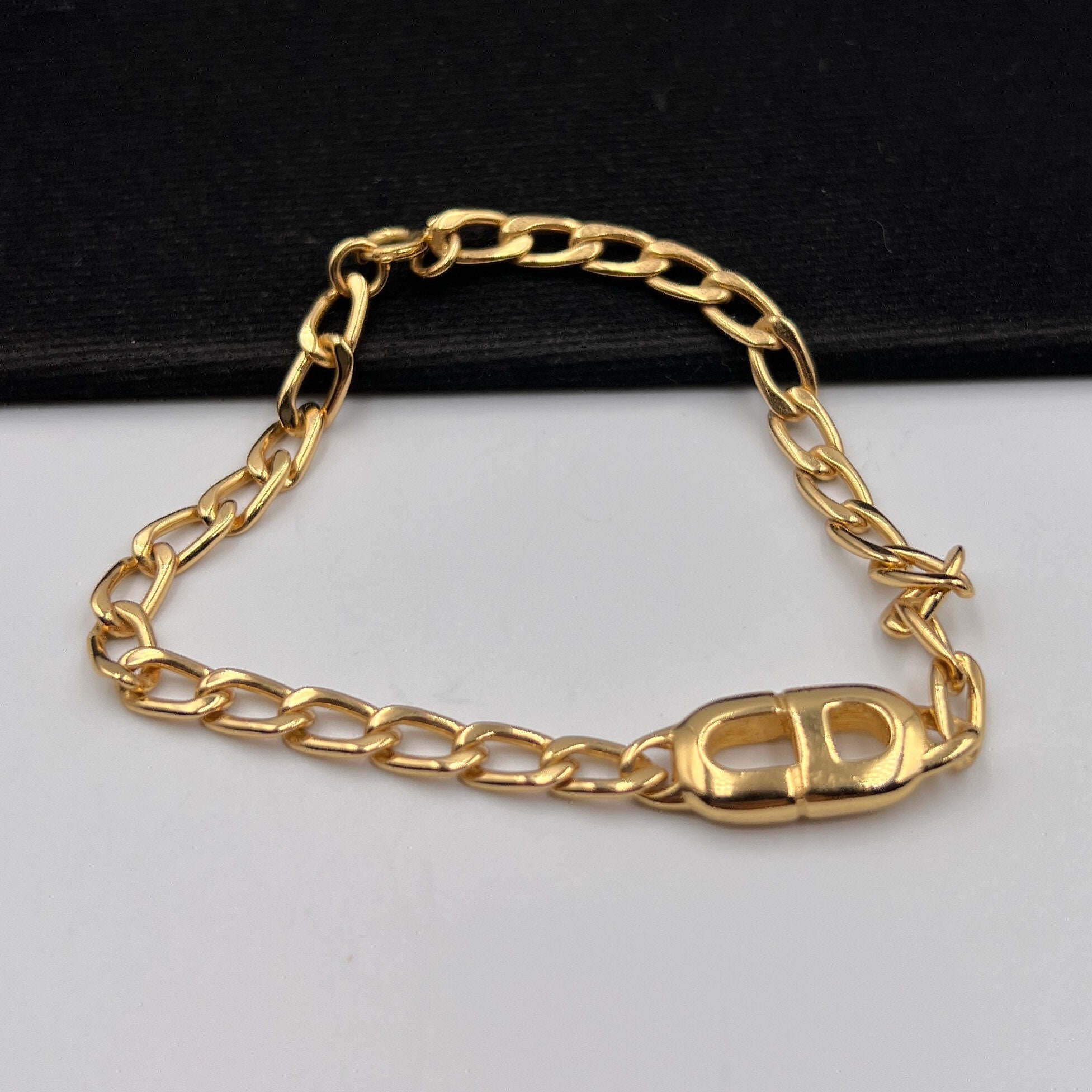 Christian Dior Vintage CD Chain Link Bracelet - Etsy