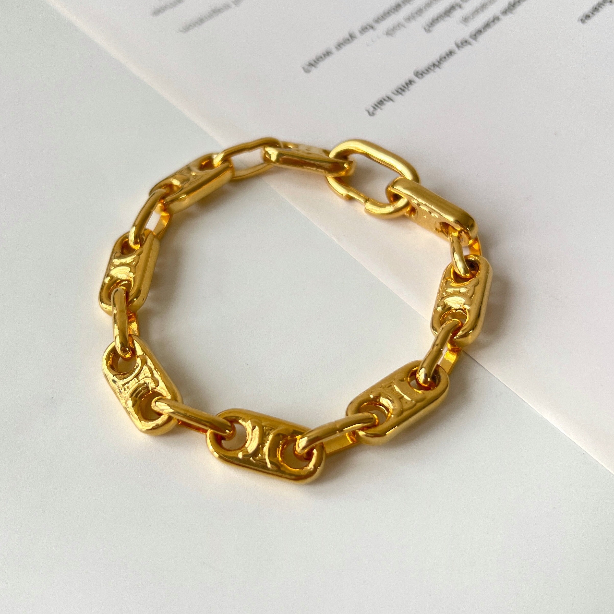 CELINE Vintage Triomphe Logo Link Bracelet - Etsy