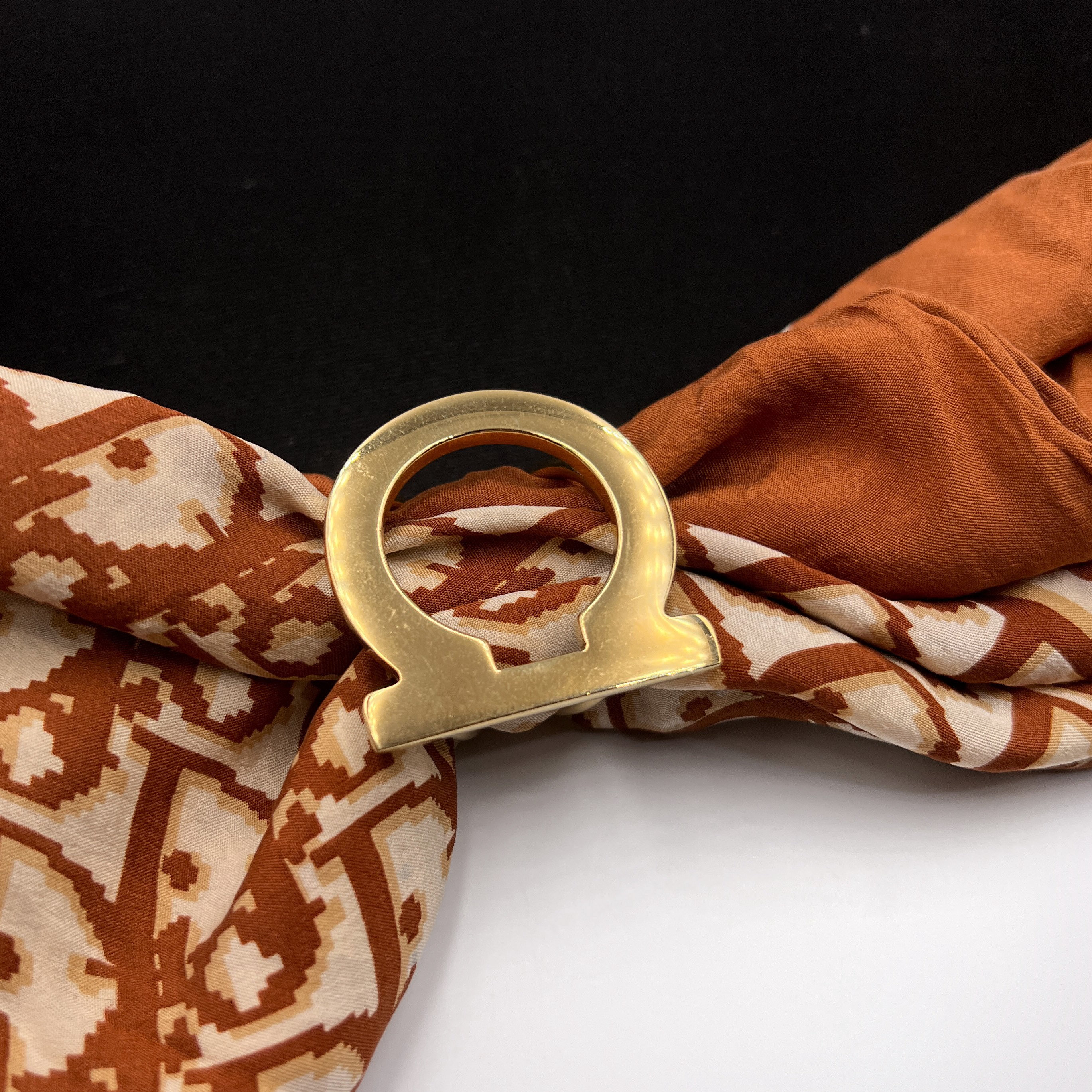 SALVATORE FERRAGAMO Gold Plated Ring Scarf - Etsy SALVATORE FERRAGAMO Gold Plated Ring Scarf - Etsy