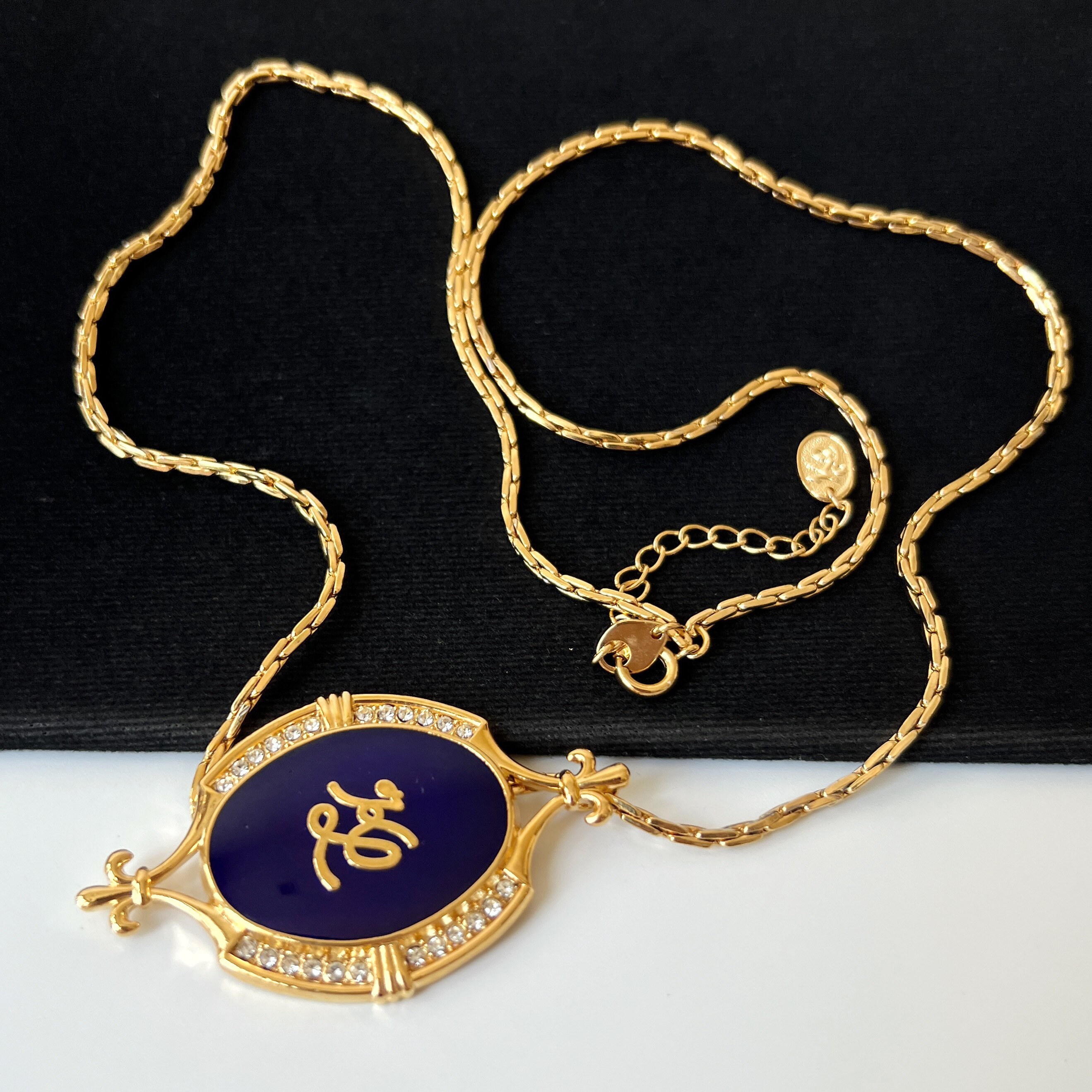 Karl Lagerfeld Vintage KL Enamel Pendant Necklace - Etsy Karl Lagerfeld Vintage KL Enamel Pendant Necklace - Etsy