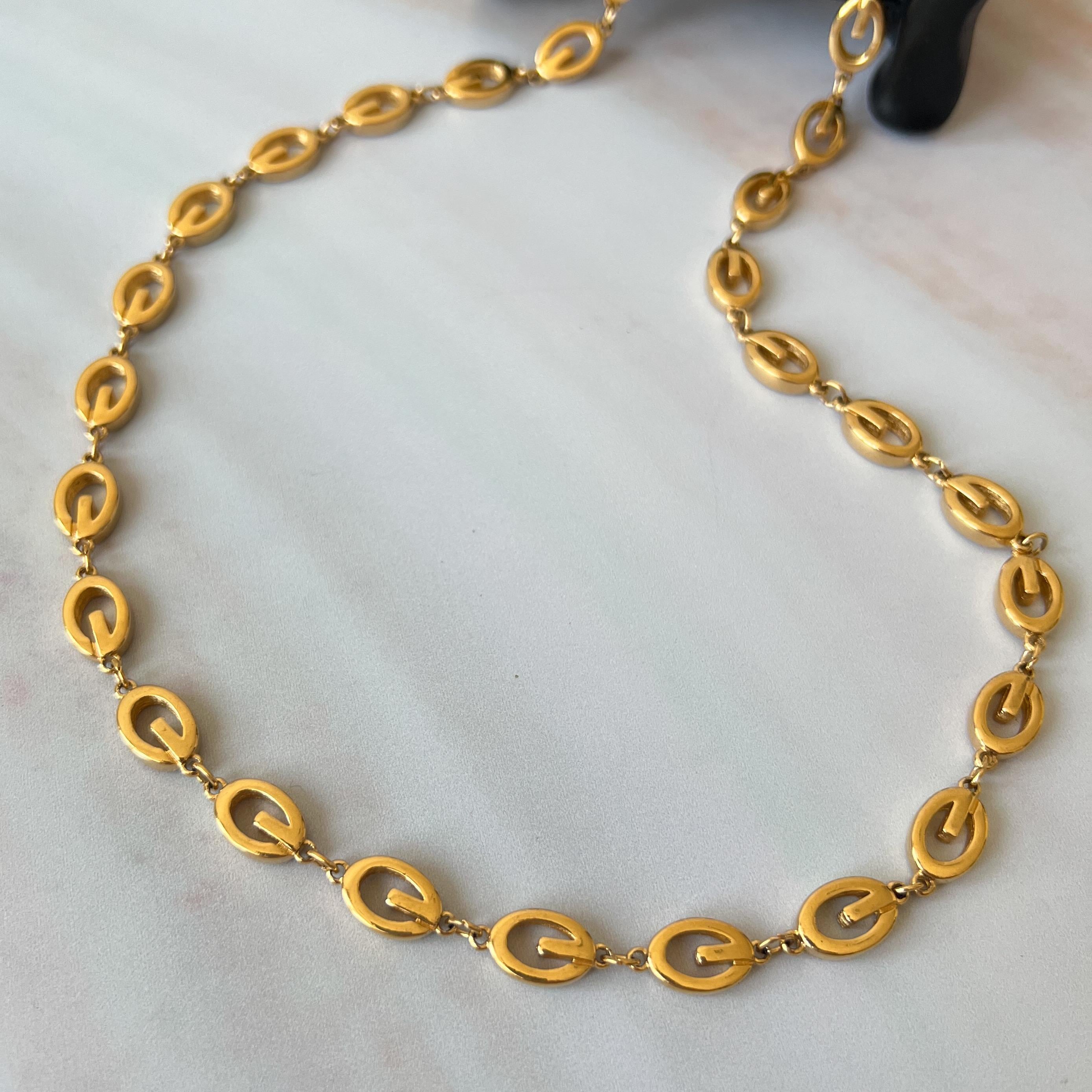 GIVENCHY Vintage Oval G Link Logo Gold Long Necklace - Etsy