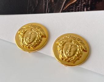 VERSACE Vintage Medusa Coin Clip on Earrings - Etsy