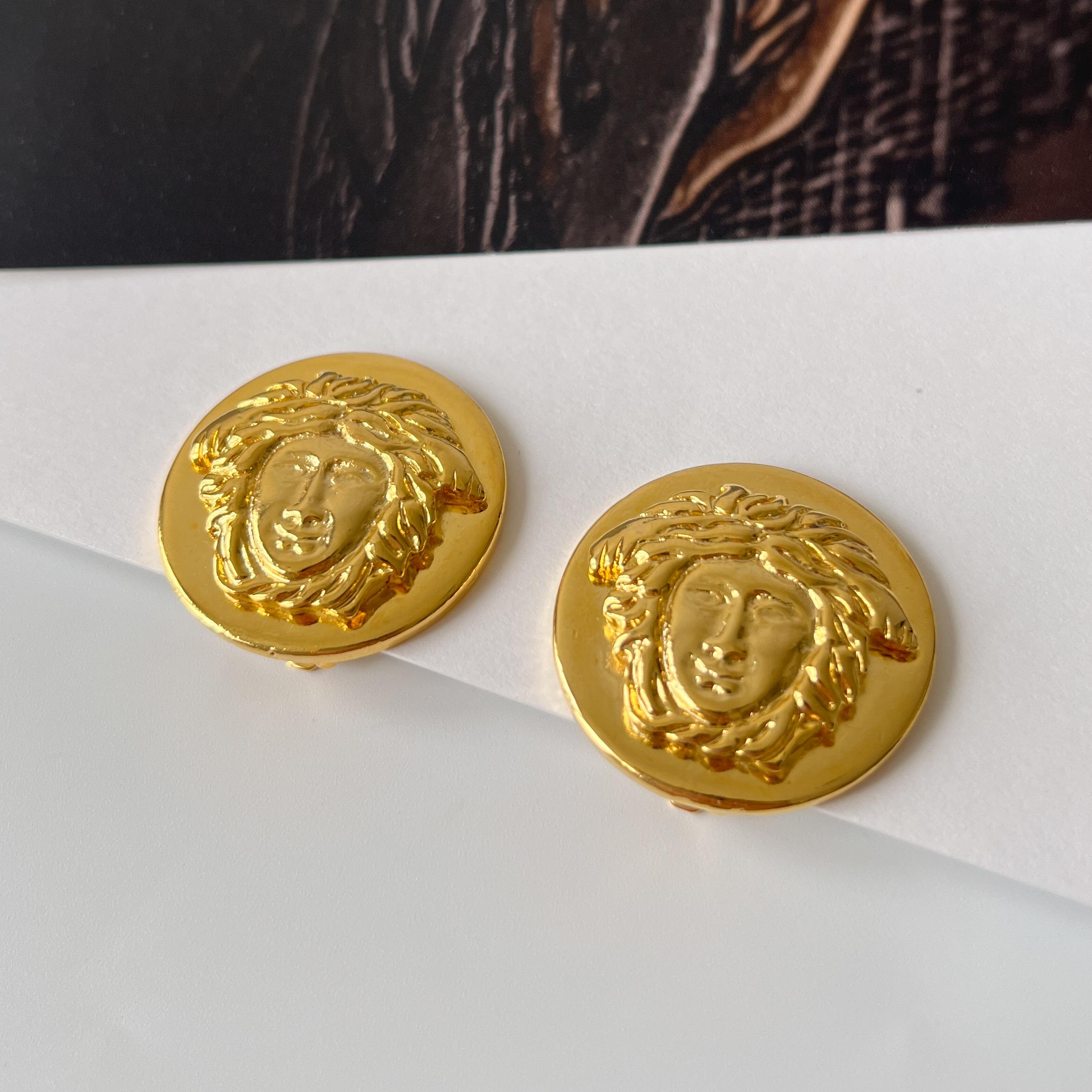 VERSACE Vintage Medusa Coin Clip on Earrings - Etsy