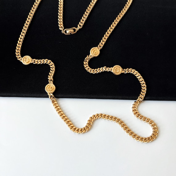 Amazon.co.jp: [Christian Dior] Necklace Figaro Chain CD Logo Vintage Gold  [Used], Gold Plated : Clothing, Shoes & Jewelry