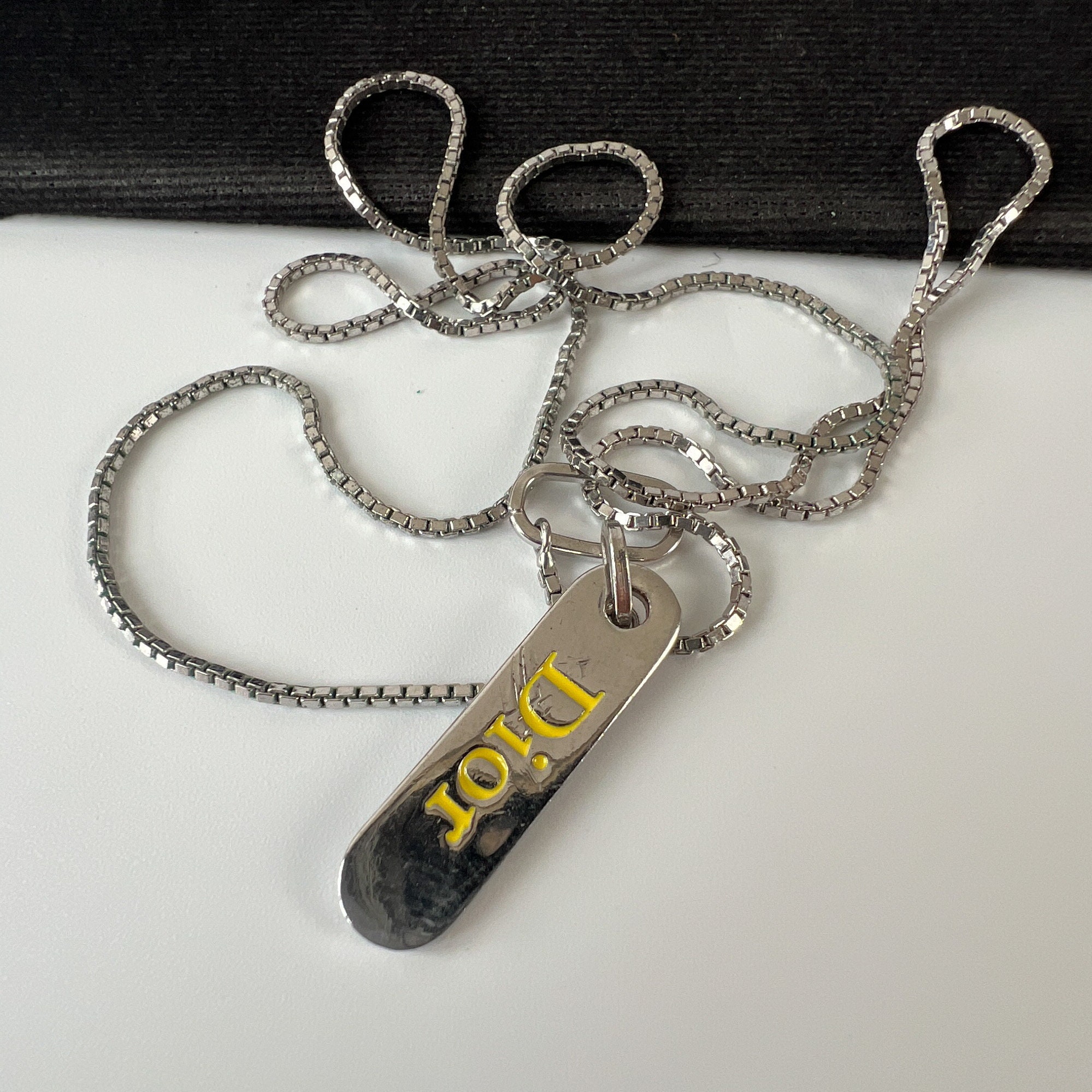 Christian Dior Vintage DIOR Plated Logo Necklace - Etsy