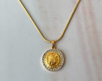 1990s Vintage CELINE Logo Plate Chain Necklace | Square Embossed