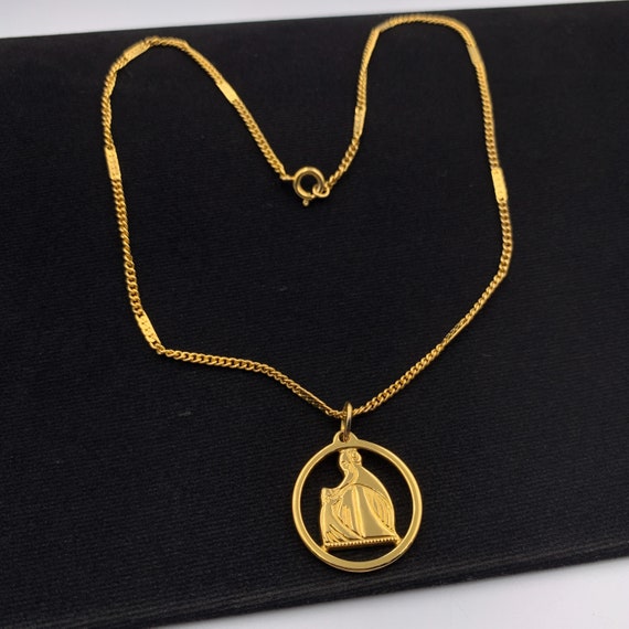 LANVIN Vintage Mother and Child Medallion Logo Necklace - Etsy