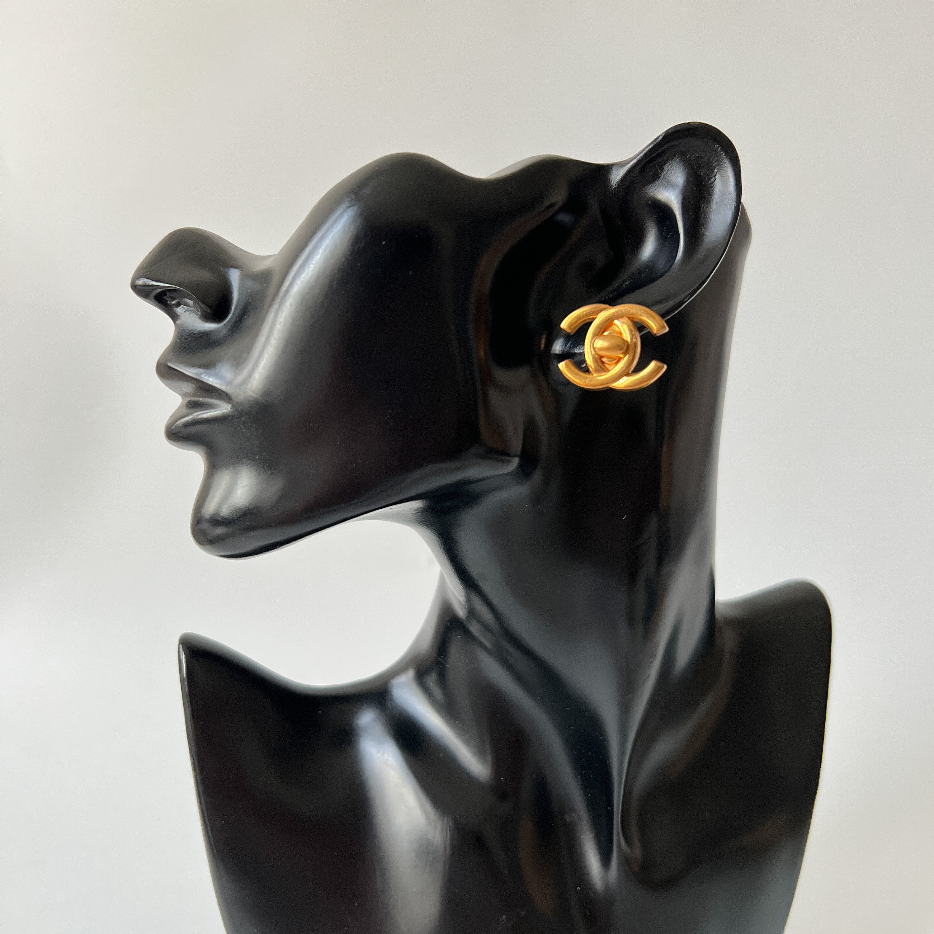 Chanel Gold Hardware Clip On Earrings #307744C76B Chanel Vintage Resin CC Clip-On Earrings - Black Clip-On  main image 2