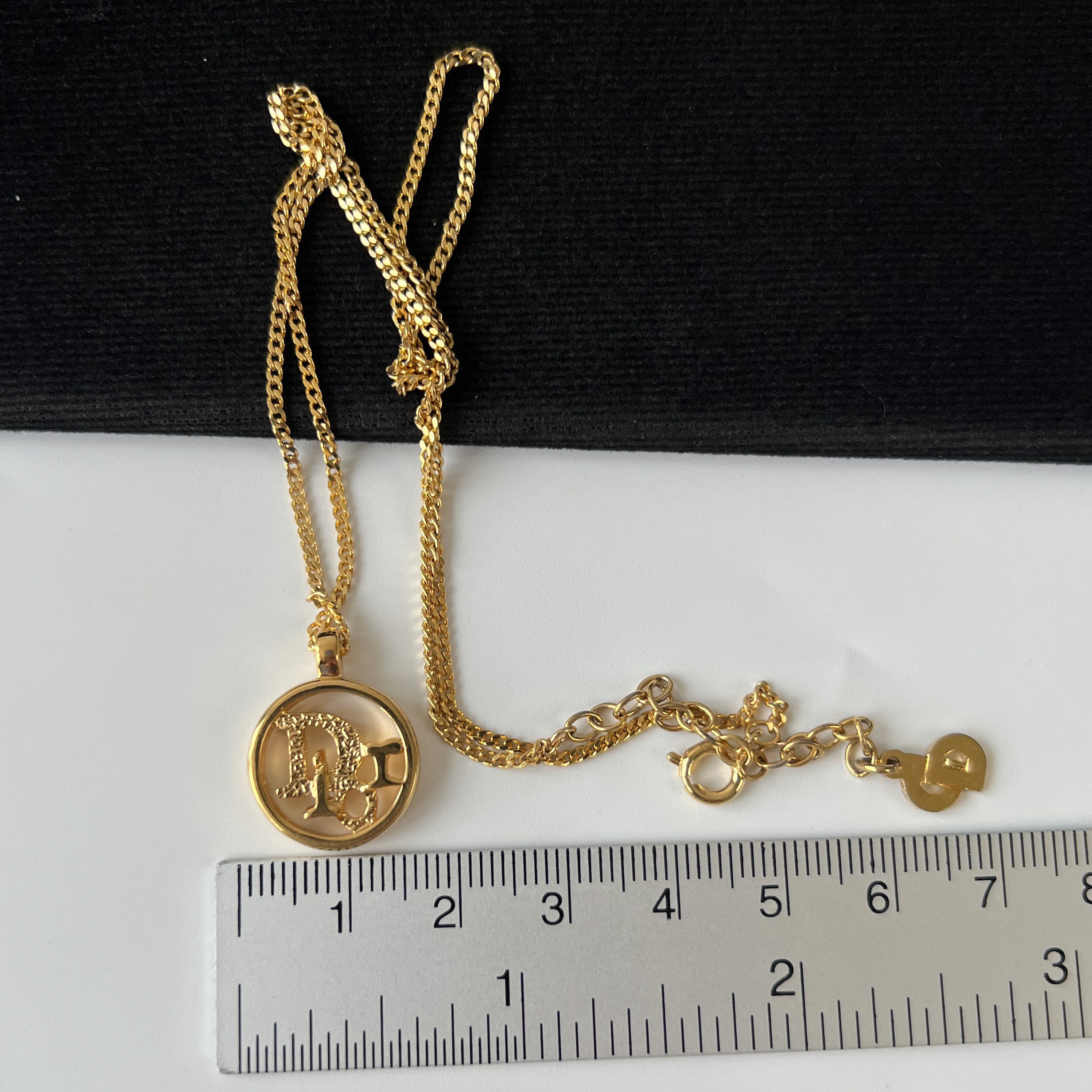 Christian Dior Coin Vintage Dior Gold Plated Logo Necklace 
