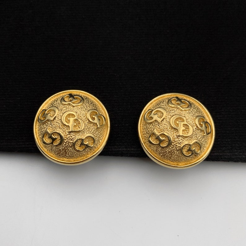 Christian Dior Gold CD Monogram Coin Clip-on Earrings 