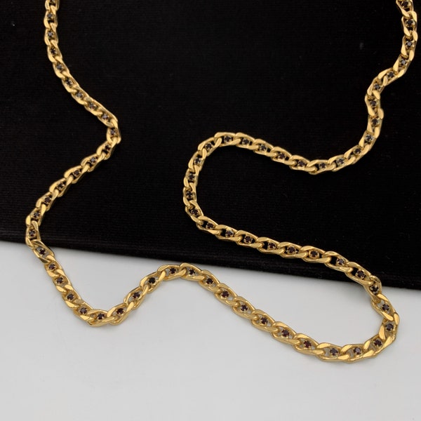 GIVENCHY Vintage Gold Plated Chain with Crystal Necklace