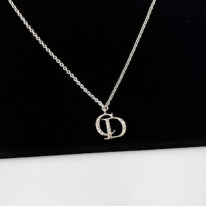 Christian Dior Vintage CD with Crystal Logo Pendant Necklace