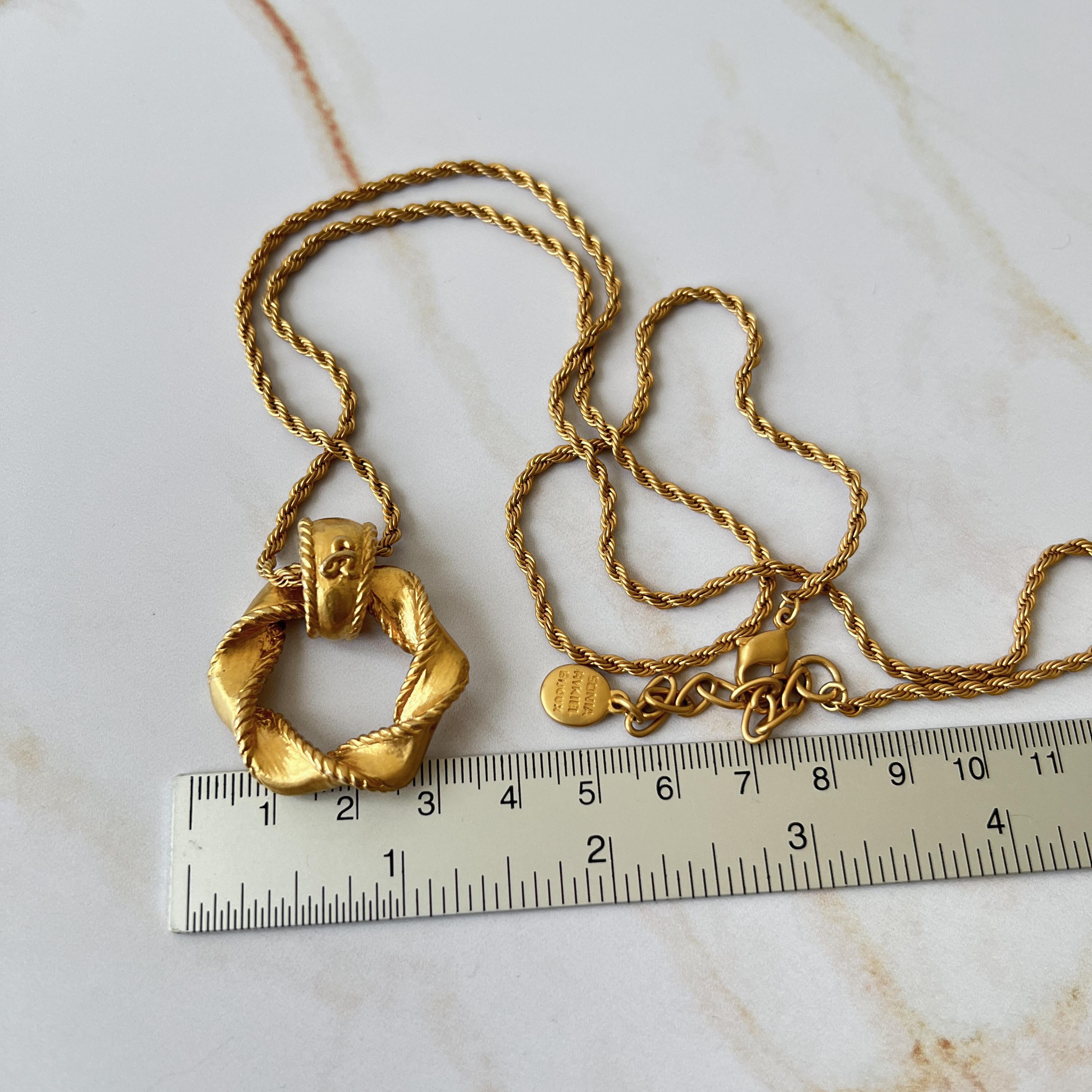 SONIA RYKIEL Vintage Gold Plated Twist Rings Pendant Necklace - Etsy