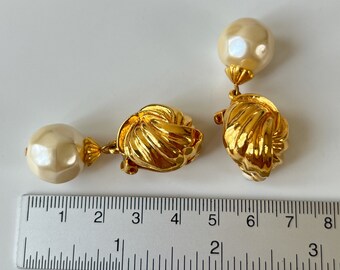 Boucles D'oreilles Clips Vintage Signées Sonia Rykiel - Doré - Très Chic !