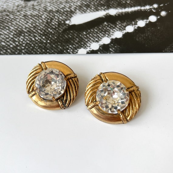 SONIA RYKIEL vintage Plaqué Or Tournesol Clip sur Boucles d'Oreilles - France