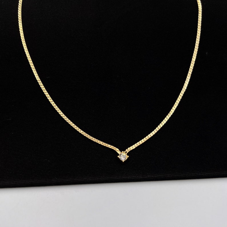 Christian Dior Vintage Gold Plated with Crystal Choker Necklace 