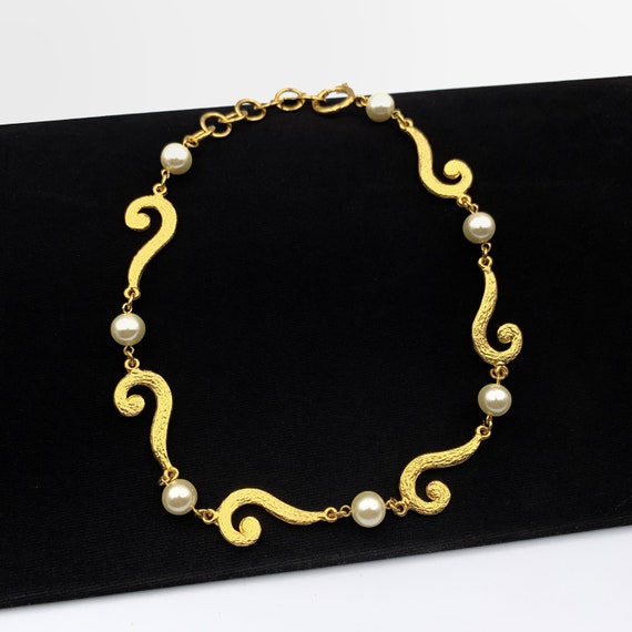 MOSCHINO BIJOUX Vintage Faux Pearl link Choker Nec