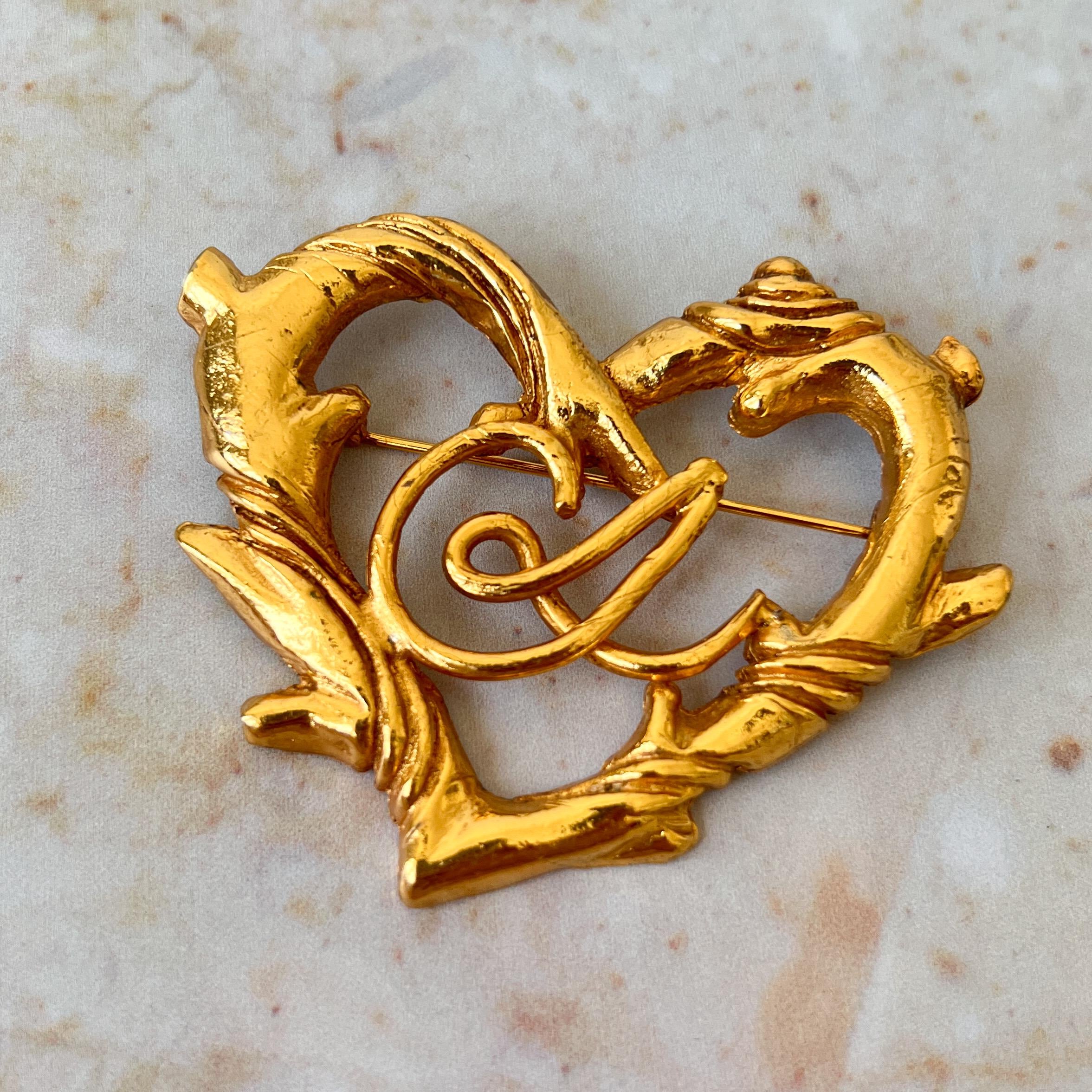 Christian Lacroix Vintage Heart Logo Brooch - Etsy