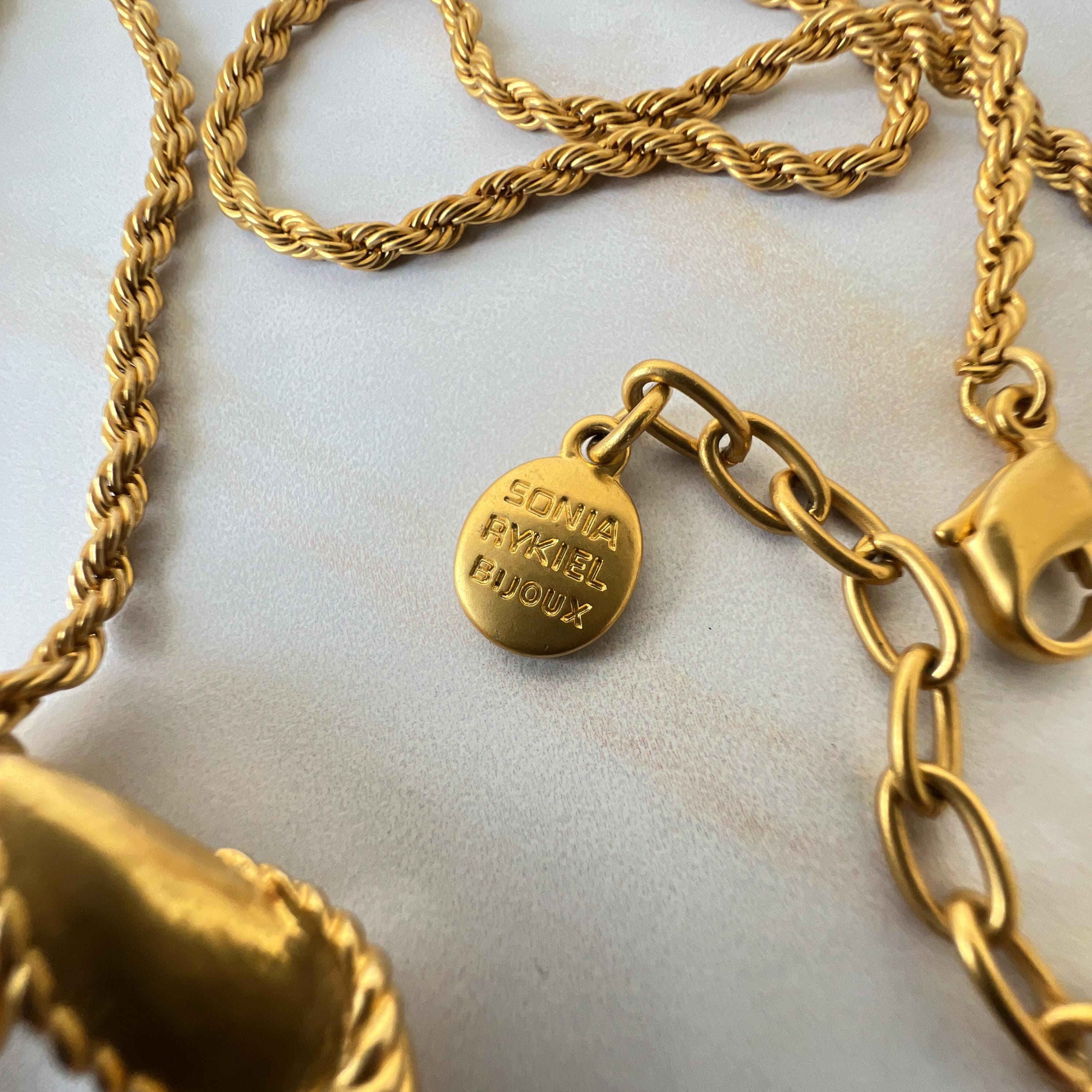 SONIA RYKIEL Vintage Gold Plated Twist Rings Pendant Necklace - Etsy