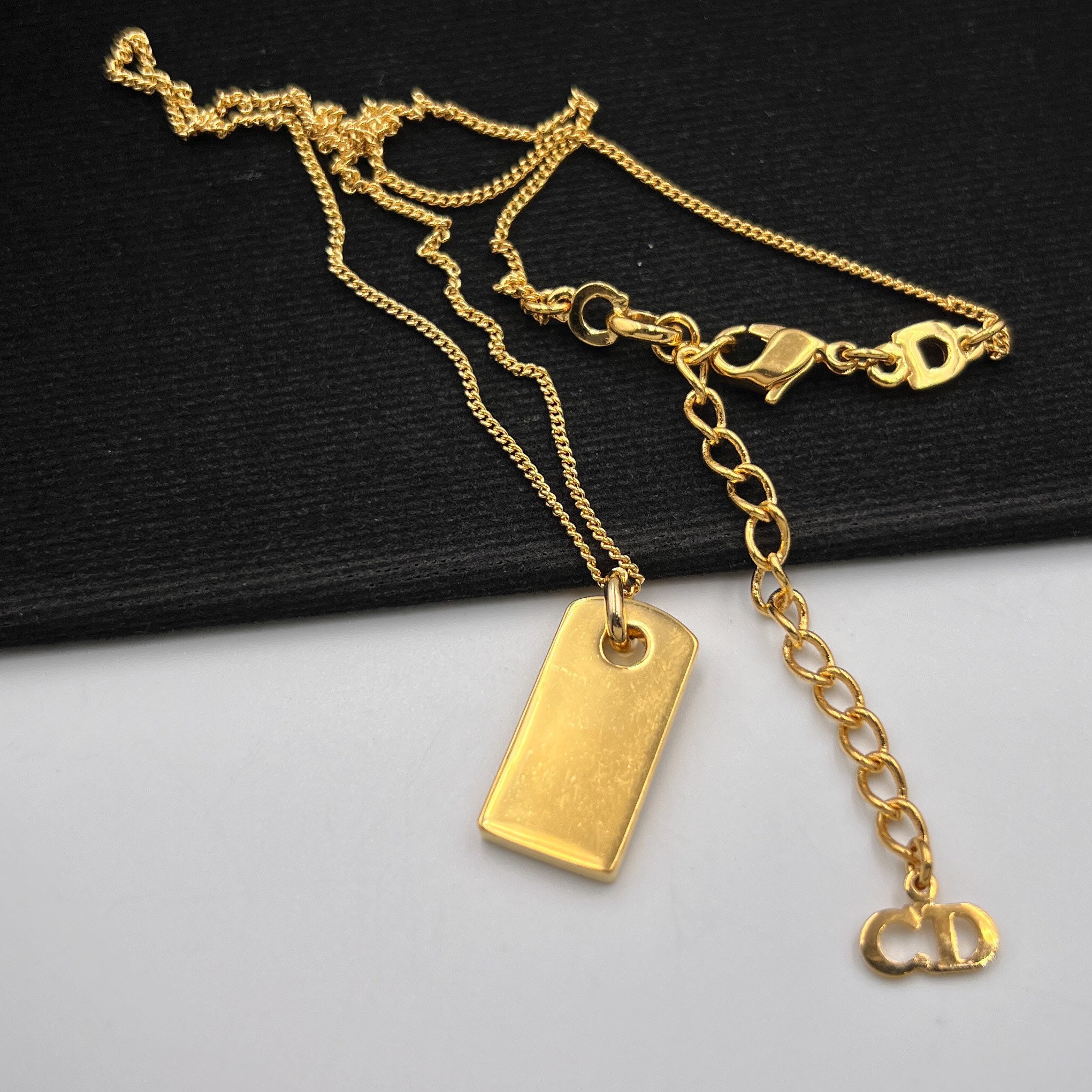 ✨未使用✨タグ付き‼️Dior ♡ Vintage ♡ necklace Christian Dior Vintage Dior Name Tag With Crystal Gold