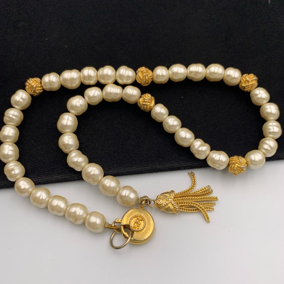 SONIA RYKIEL Vintage Faux Pearl Choker Necklace - image 4