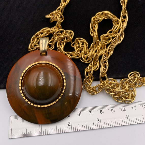 LANVIN Vintage Large Resin  Medallion Pendant Lon… - image 8