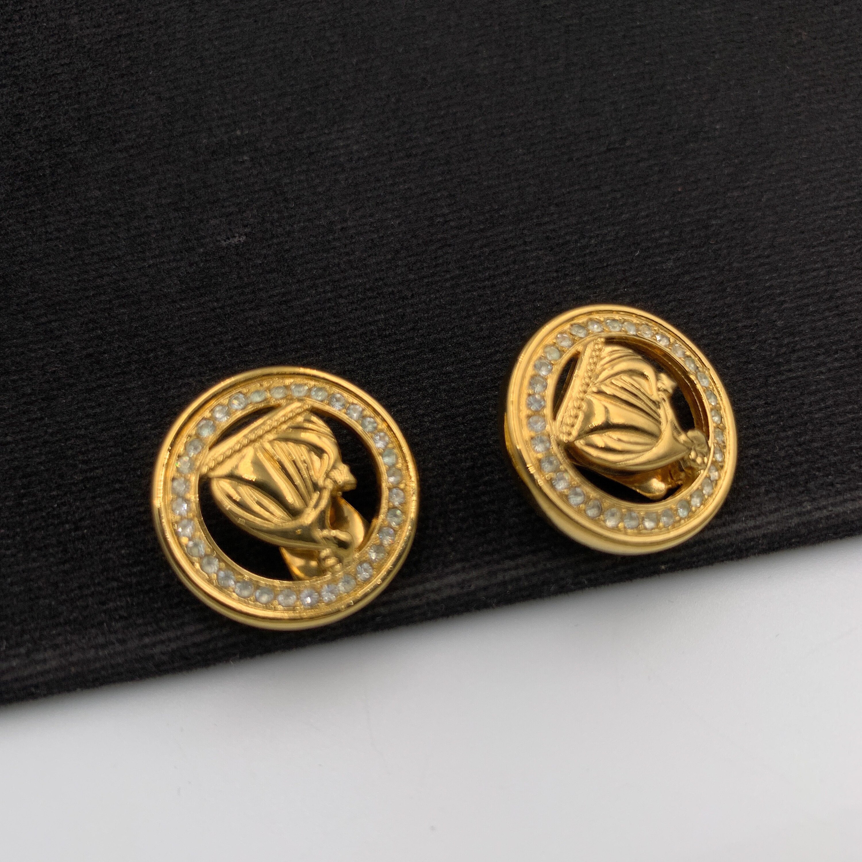 LANVIN Vintage Mutter & Kind Kristall Logo Clip auf Ohrringen | Etsy