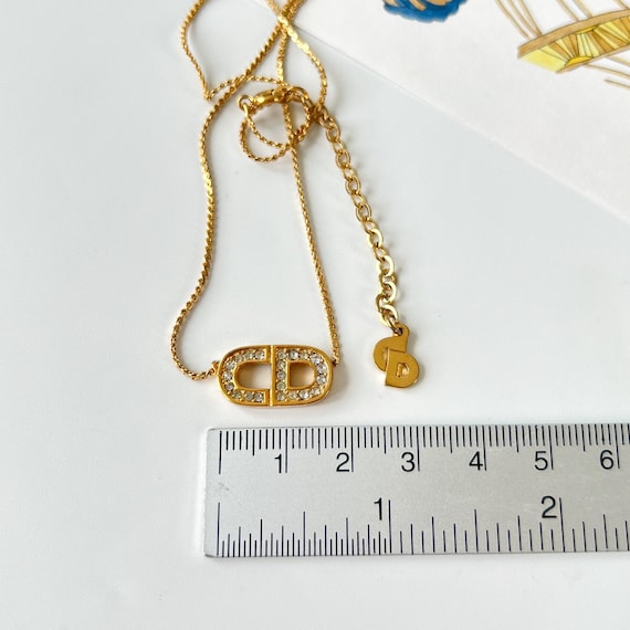 Christian Dior CD Crystal Logo Necklace - Etsy