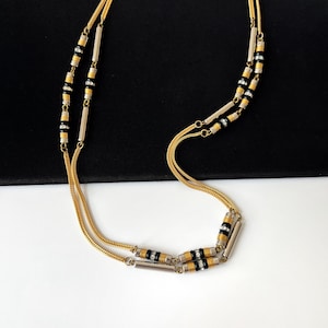 LANVIN Vintage Gold and Silver Plated with Beaded Chain Link Necklace