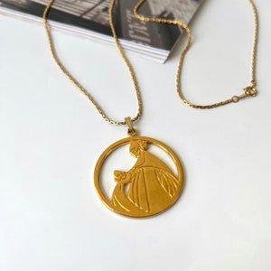 LANVIN ARPEGE Vintage Mother and Child Medallion Logo Necklace