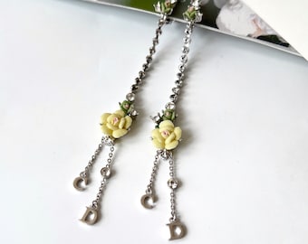 クリスチャン ディオール ヴィンテージ フラワー クリスタル ブローチ