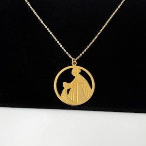 LANVIN ARPEGE Vintage Mother and Child Medallion Logo Necklace