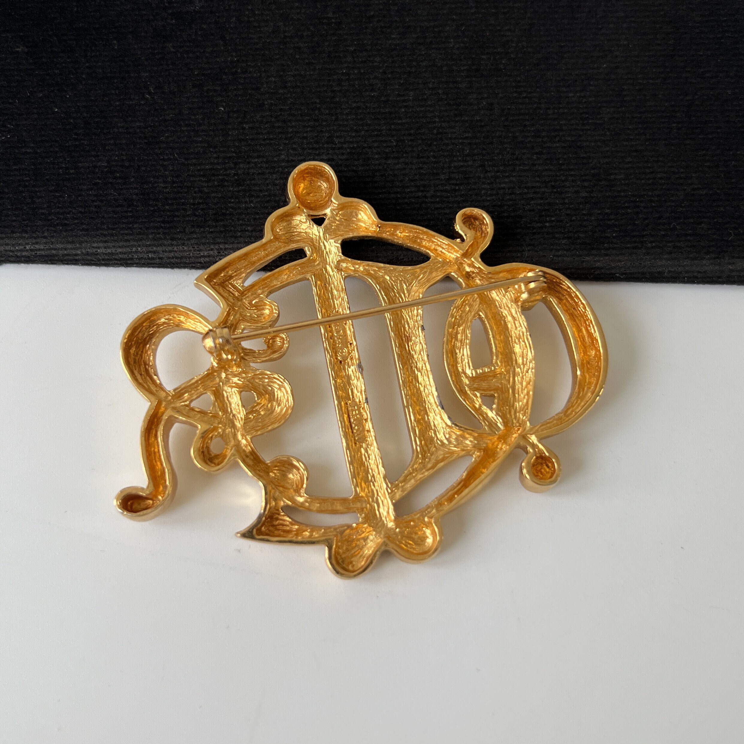 CHRISTIAN DIOR Vintage Gold Plated Logo Brooch - Etsy