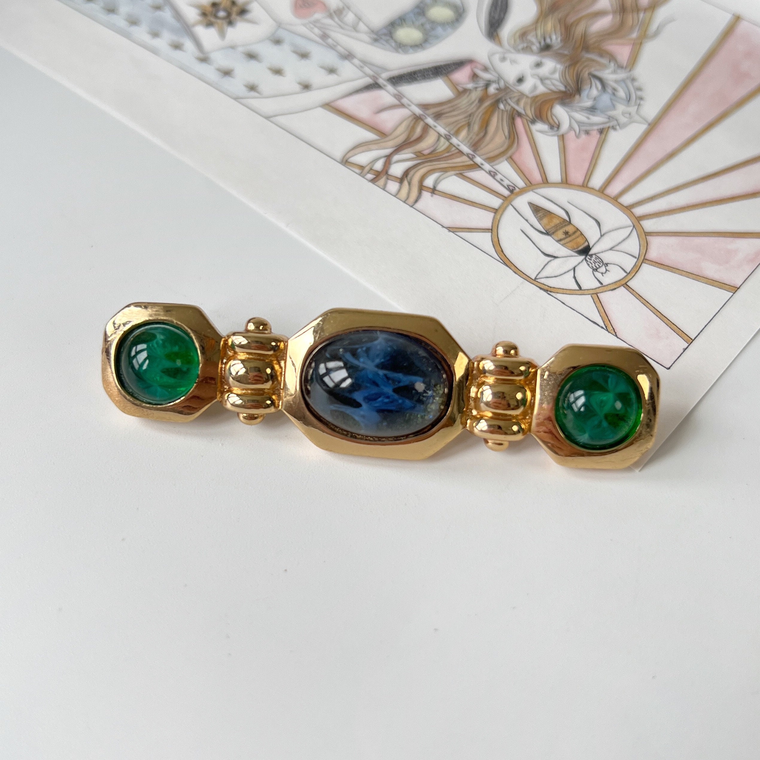 グロッセ ヴィンテージ ゴールド メッキ、フェイク エメラルドと