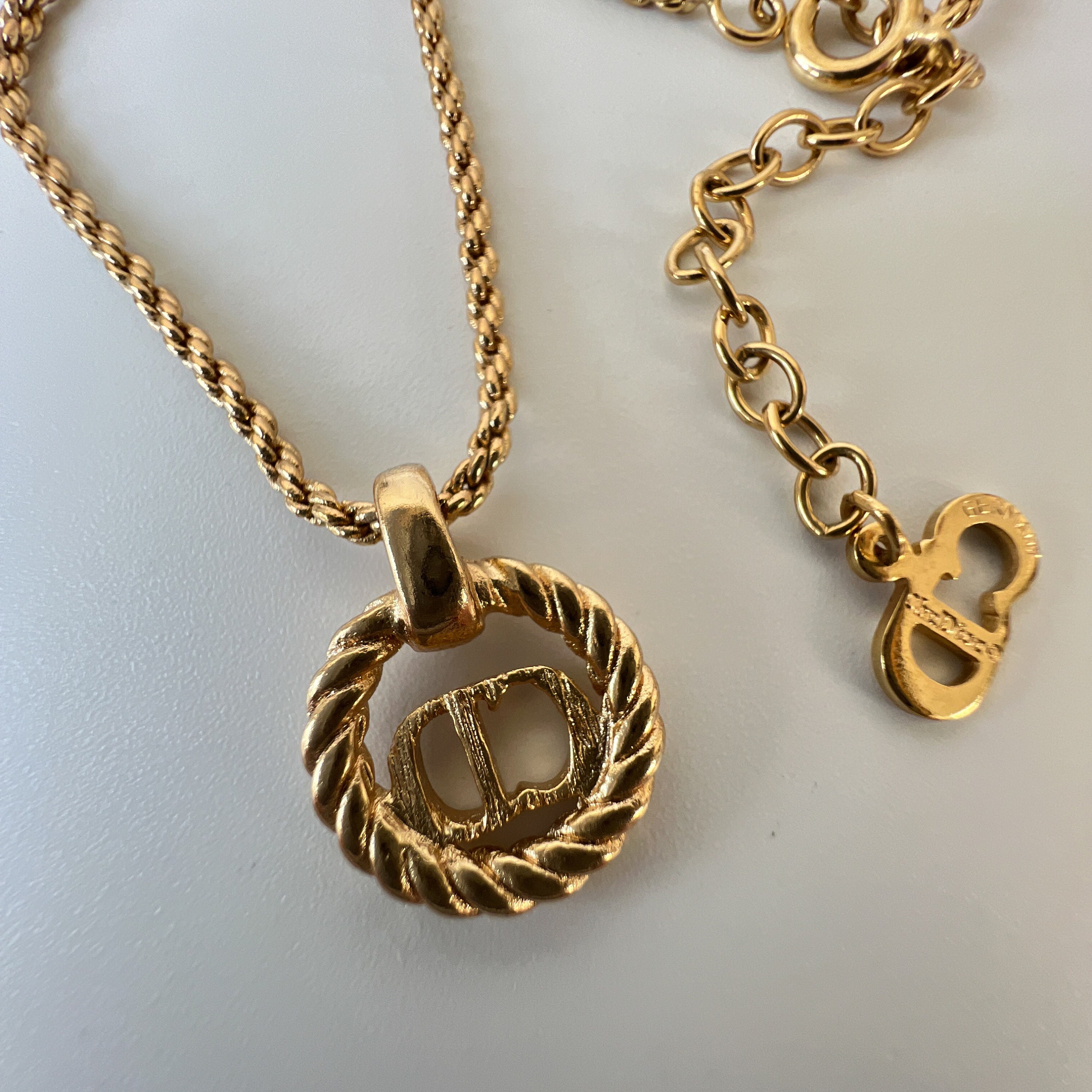 Christian Dior Vintage Gold Plated CD Logo Pendant Necklace - Etsy