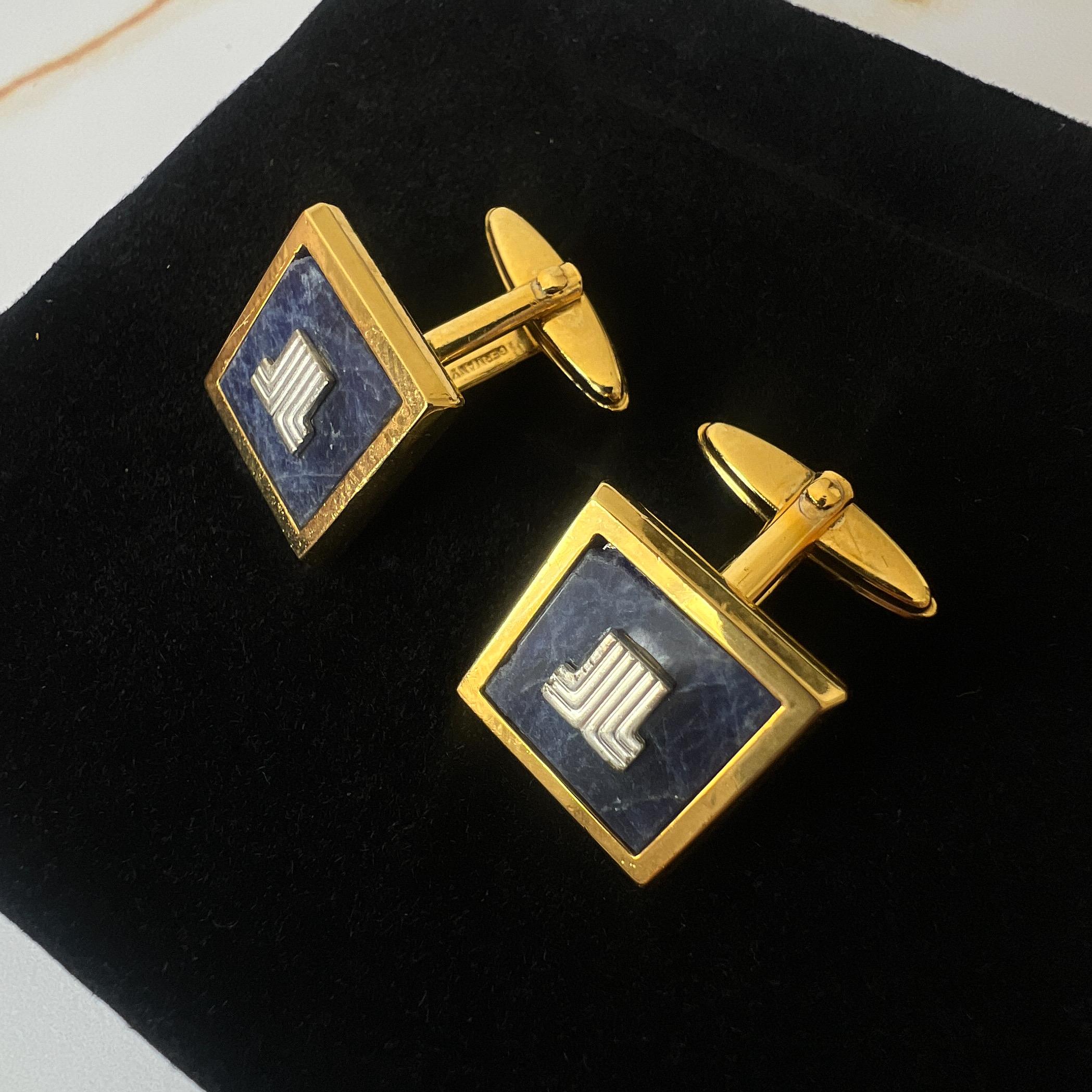 Boutons De Manchette Anciens Lanvin Paris - Tête De Taureau - Occasion Doré