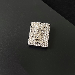 Yves Saint Laurent Vintage Silver Plated YSL Logo Pin