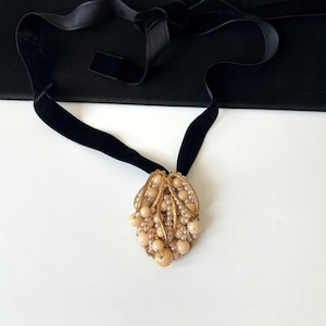 MIRIAM HASKELL Vintage Faux Pearl Brooch and Pendant