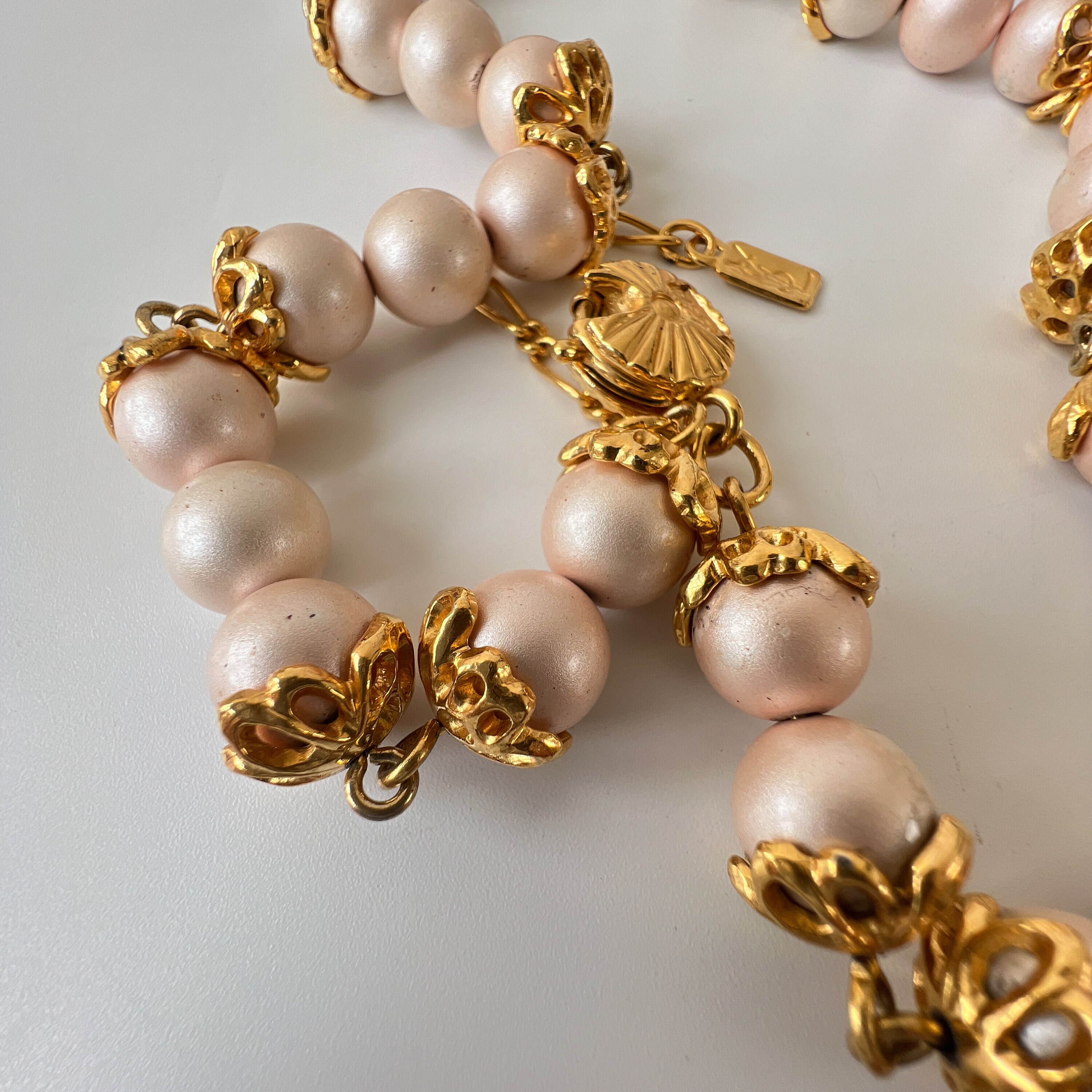 Yves Saint Laurent Vintage Gold Plated & Faux Pearl Beaded