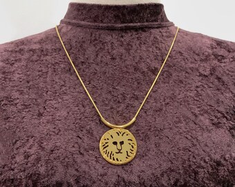 D5　ANNE 　AK　ネックレス　ライオン　2連　ネックレス　稀少品 ANNE KLEIN ヴィンテージ ライオンペンダント ゴールドメッキ
