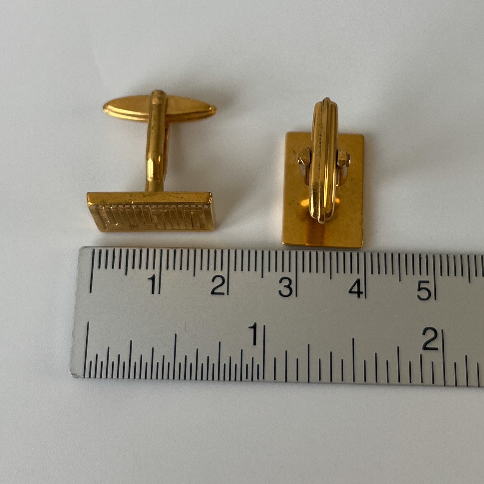 Boutons De Manchette Vintage LANVIN Paris - Tête De Taureau - Métal Doré - Occasion Bon état