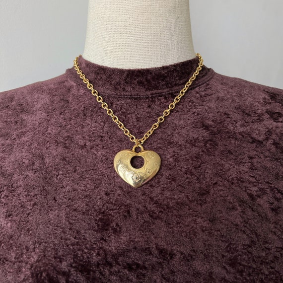 MOSCHINO Vintage Heart Locked Pendant Choker Necklace - Etsy