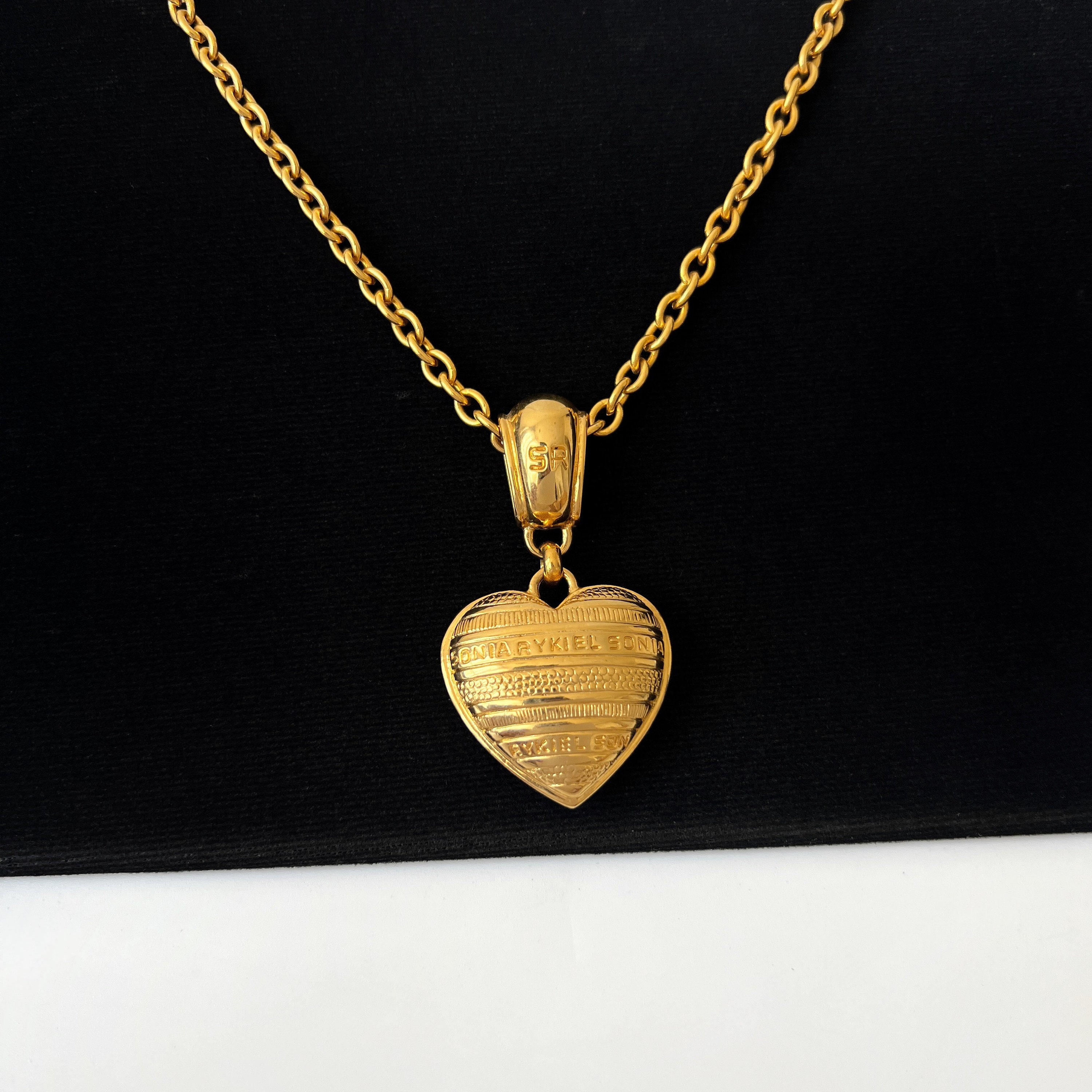 SONIA RYKIEL Vintage Heart Embossed Pattern Pendant Necklace - Etsy