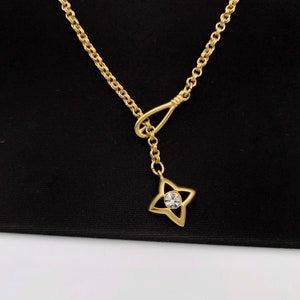 GIVENCHY Vintage Gold Plated Star with Crystal Necklace