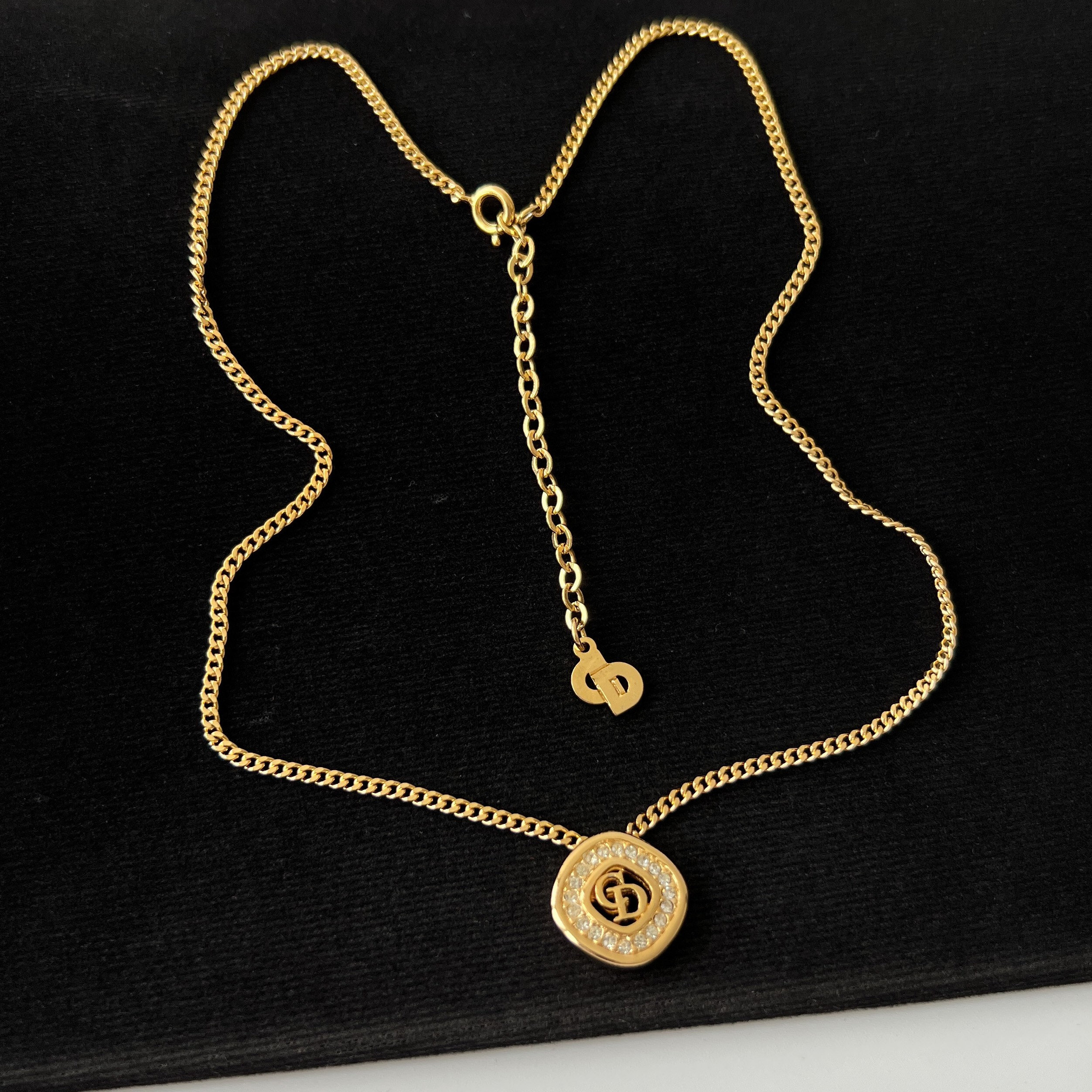 Christian Dior CD Plated With Crystal Logo Necklace - Etsy