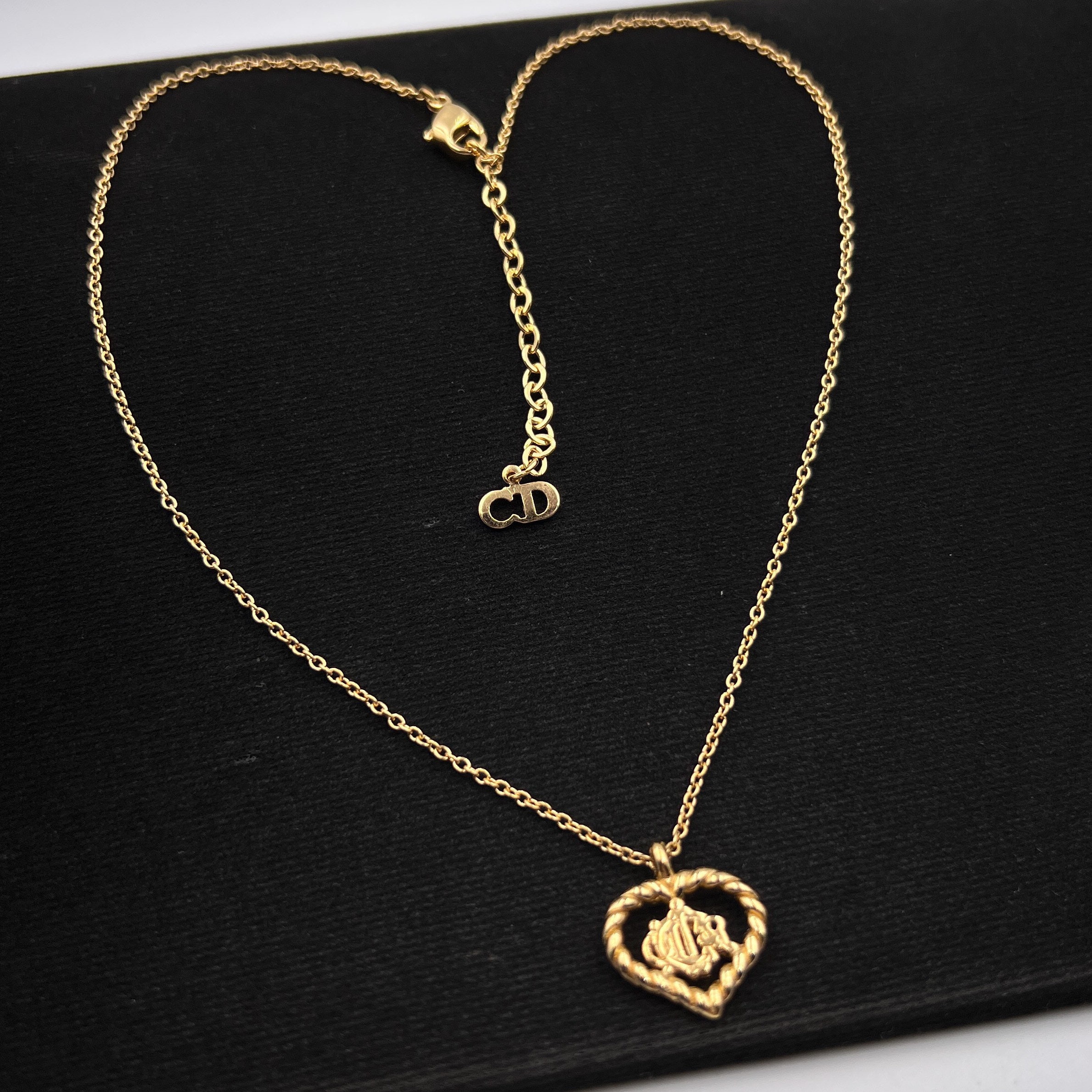 Christian Dior Vintage DIOR With Heart Logo Pendant Necklace