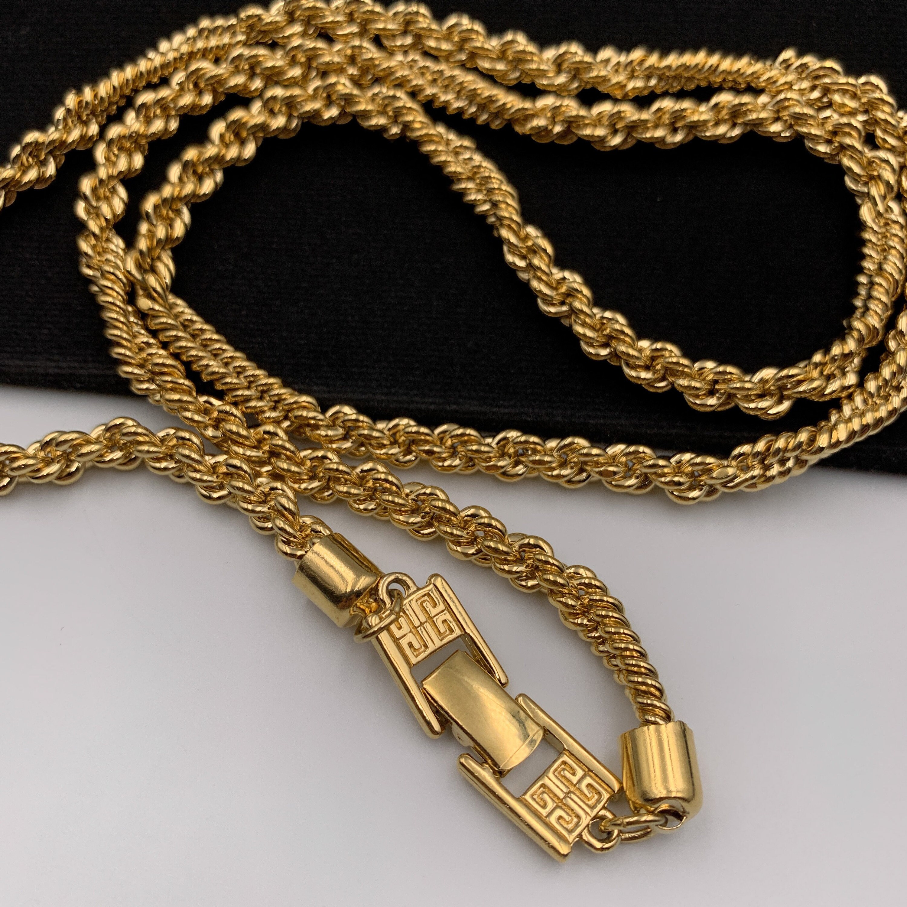 GIVENCHY Vintage Gold Plated Large Twist Chain Necklace - Etsy