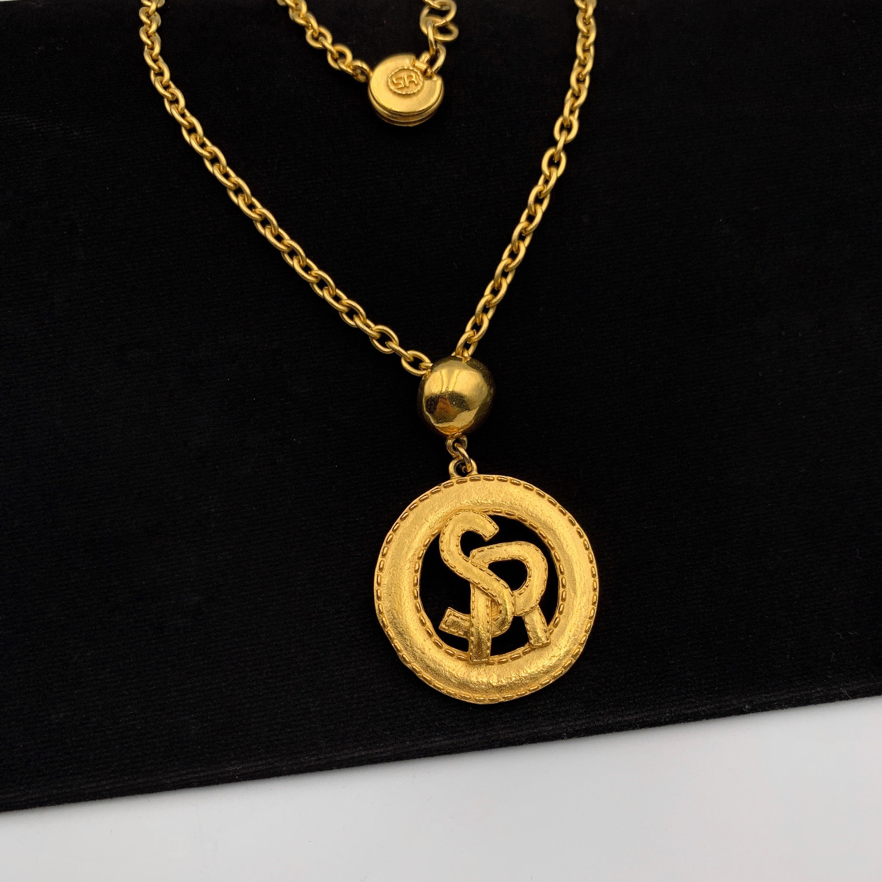 SONIA RYKIEL Vintage SR Round Logo Pendant Necklace Etsy Australia