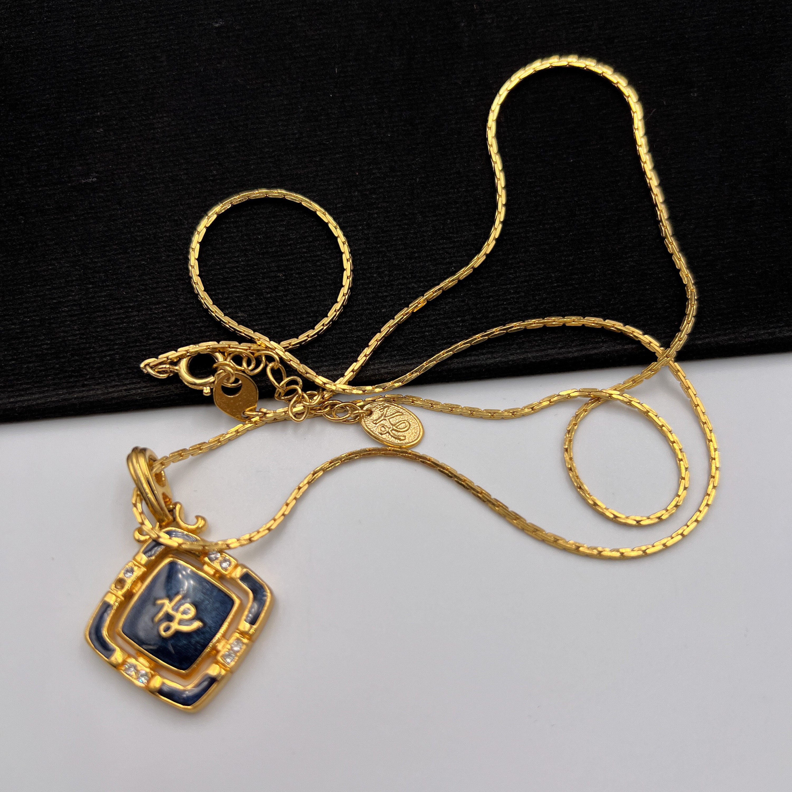 Karl Lagerfeld Vintage KL Enamel Pendant Necklace - Etsy